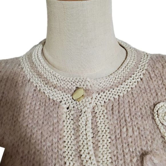 NWT Flaherty Imports Kennebunkport Tan Embroidered Cardigan - Picture 2 of 8